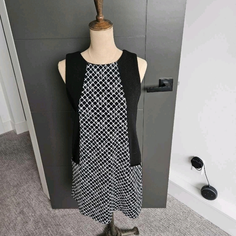 Soft Works Elegant Black and White Patterned Dress